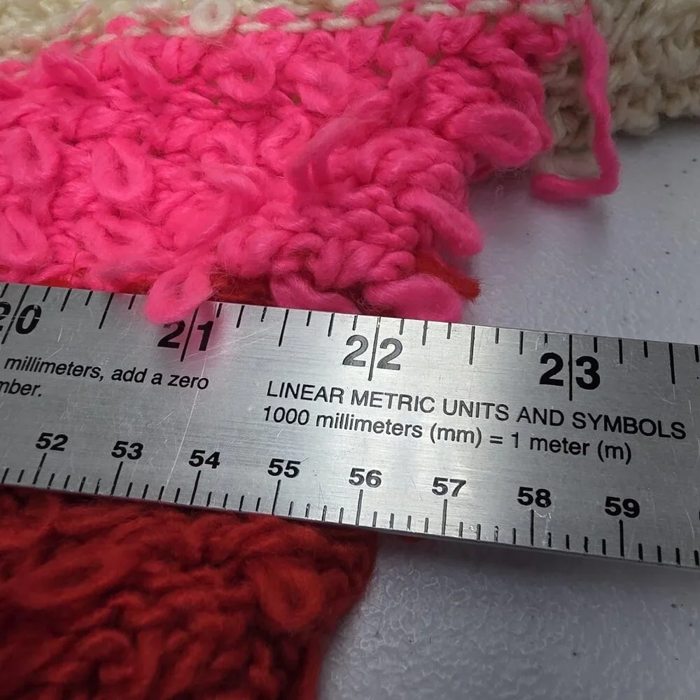 Woven Heart Sweater Womens Medium Cream Pink Red Colorblock Boucle Loop Knit - Picture 8 of 9